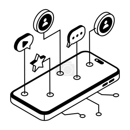 Téléchargez les illustrations : Smartphone avec applications vectorielles illustration design - en licence libre de droit