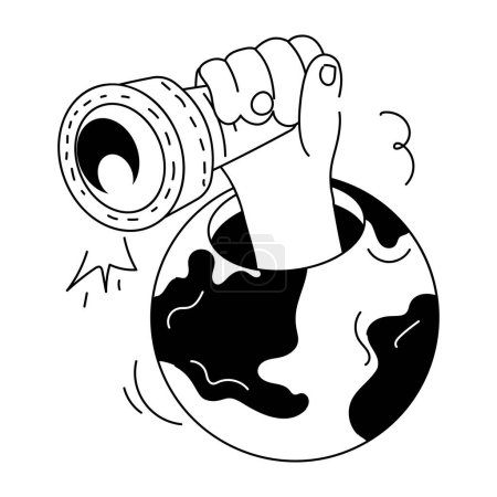 Téléchargez les illustrations : Télescope à main de la planète Terre - en licence libre de droit