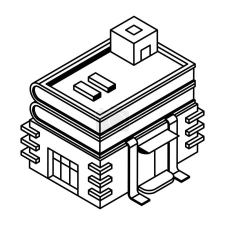 Téléchargez les illustrations : Bâtiment moderne dans la ville, illustration vectorielle design simple - en licence libre de droit