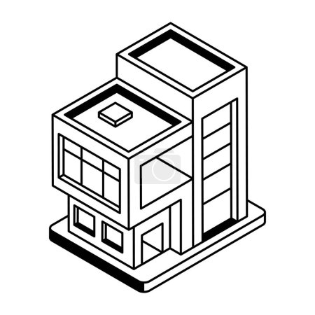 Téléchargez les illustrations : Icône de bâtiment sur fond blanc, illustration vectorielle - en licence libre de droit