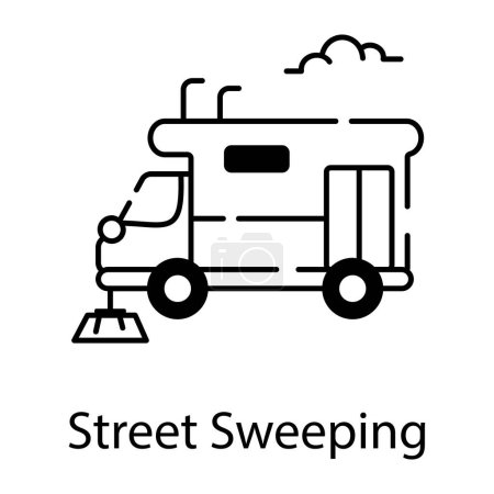 Illustration for Street sweeping, vector illustration simple design - Royalty Free Image