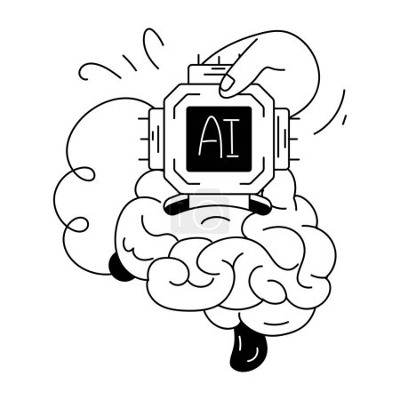 Illustration for Artificial intelligence brain, vector illustration simple design - Royalty Free Image