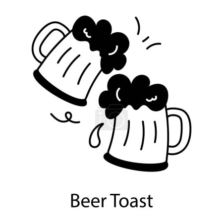 Téléchargez les illustrations : Tasses à bière, illustration vectorielle design simple - en licence libre de droit