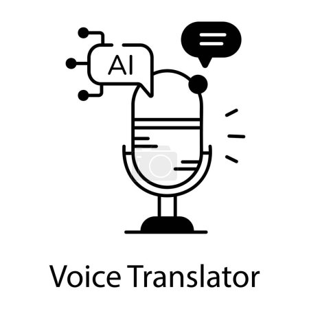 Téléchargez les illustrations : Ai traducteur vocal avec microphone, illustration vectorielle design simple - en licence libre de droit