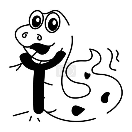 Téléchargez les illustrations : Mignon serpent de dessin animé, illustration vectorielle conception simple - en licence libre de droit