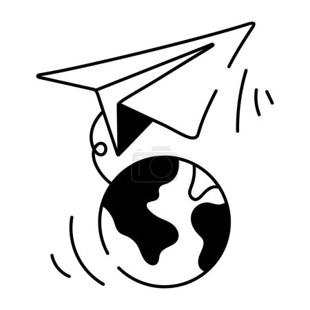 Téléchargez les illustrations : Globe avec plan en papier, illustration vectorielle design simple - en licence libre de droit