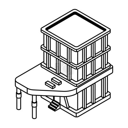 Téléchargez les illustrations : Bâtiment dans la ville, illustration vectorielle design simple - en licence libre de droit