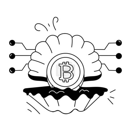 Ilustración de Bitcoin moneda dentro de la cáscara, vector ilustración diseño simple - Imagen libre de derechos