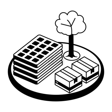 Téléchargez les illustrations : Icône d'arbre et panneaux solaires. Illustration vectorielle - en licence libre de droit