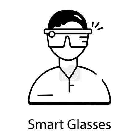 Illustration for Smart glasses black and white vector icon - Royalty Free Image