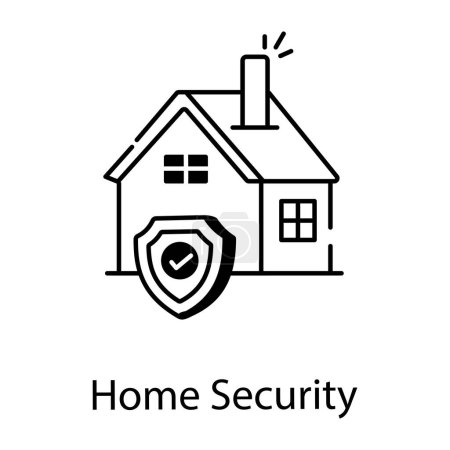 Téléchargez les illustrations : Facile à modifier icône linéaire du système de sécurité à domicile - en licence libre de droit
