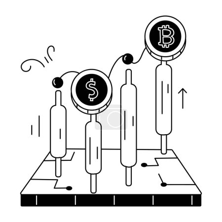 Illustration for Here's a doodle mini illustration of crypto trading - Royalty Free Image