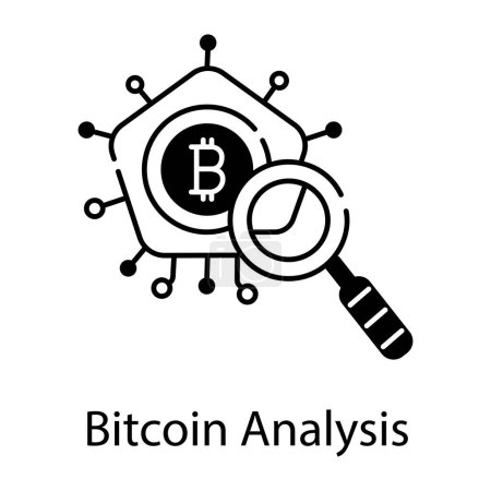 Illustration for Bitcoin analysis black and white vector icon - Royalty Free Image