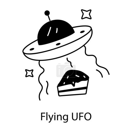 Téléchargez les illustrations : Découvrez l'icône doodle de vol ufo - en licence libre de droit