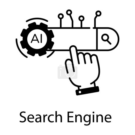Illustration for Search engine black and white vector icon - Royalty Free Image