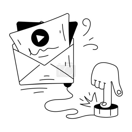Illustration for Download doodle mini illustration depicting email ad - Royalty Free Image