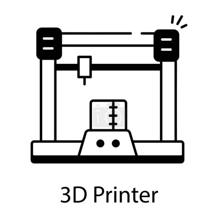 Ilustración de Impresora 3D icono de vector blanco y negro - Imagen libre de derechos