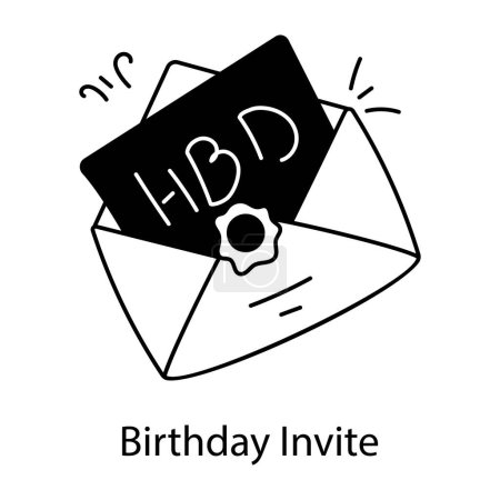 Ilustración de Tarjeta de cumpleaños con letras, ilustración vectorial - Imagen libre de derechos