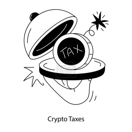 Illustration for Get this doodle mini illustration of crypto taxes - Royalty Free Image