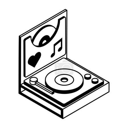 Ilustración de Reproductor de música con diseño de ilustración de vectores de disco de vinilo - Imagen libre de derechos