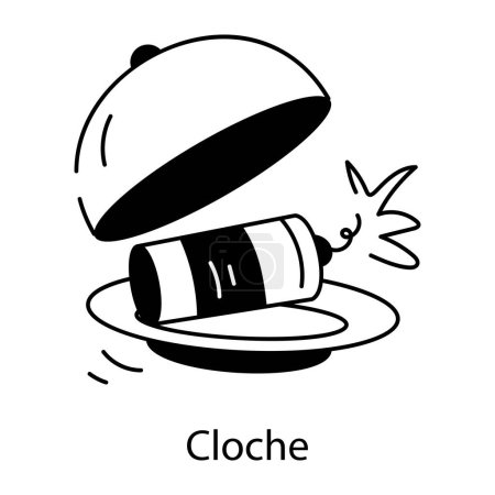 Téléchargez les illustrations : Une icône doodle pratique de cloche - en licence libre de droit
