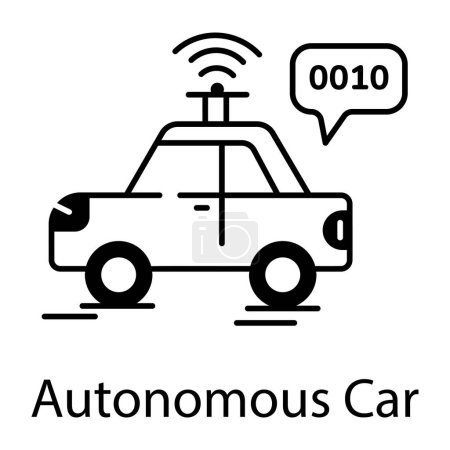 Autonomous car black and white vector icon