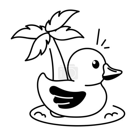 Illustration for Cute duck toy with palm tree, vector - Royalty Free Image