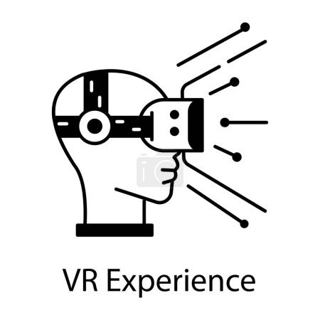 Illustration for VR experience black and white vector icon - Royalty Free Image