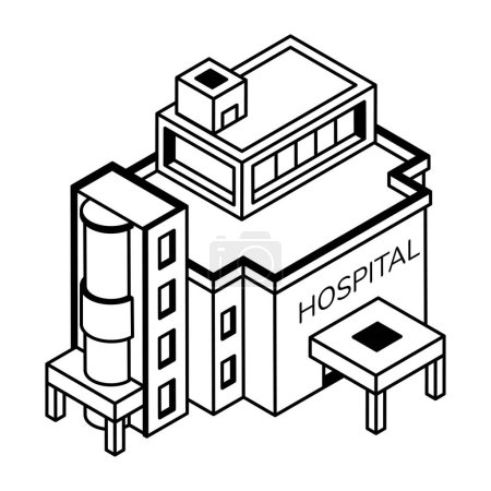 Illustration for Hospital building icon, isometric style - Royalty Free Image