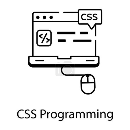 Illustration for CSS programming black and white vector illustration - Royalty Free Image