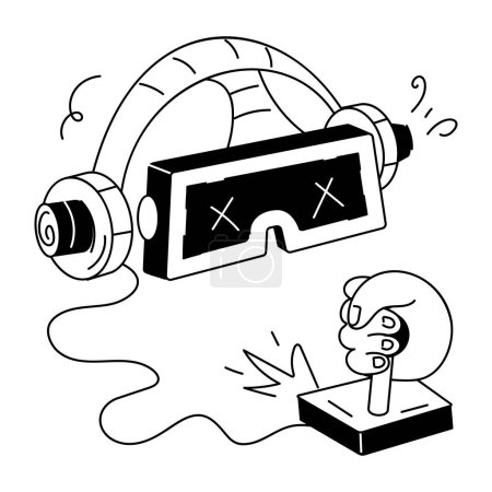 Illustration for Hand drawn cartoon doodle of virtual reality headset - Royalty Free Image