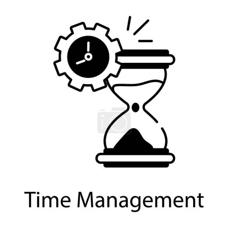 Illustration for Time management black and white vector icon - Royalty Free Image