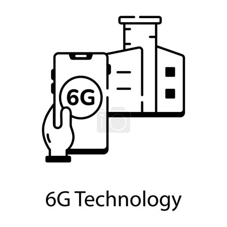 A well-designed line icon of 6g technology