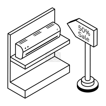 Illustration for Store Counter Isometric flat Icon - Royalty Free Image
