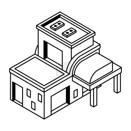 Illustration for Modern building icon on white background, vector illustration - Royalty Free Image