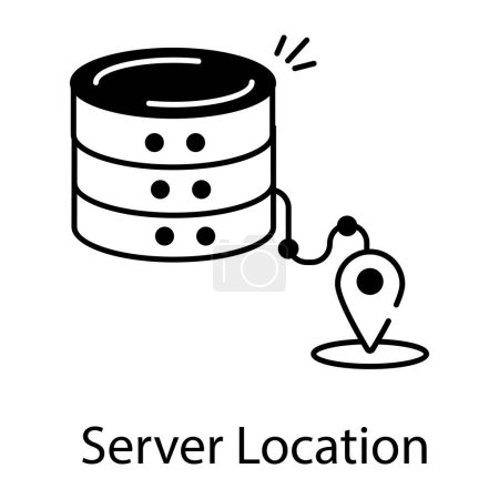 Illustration for Server location black and white vector icon - Royalty Free Image