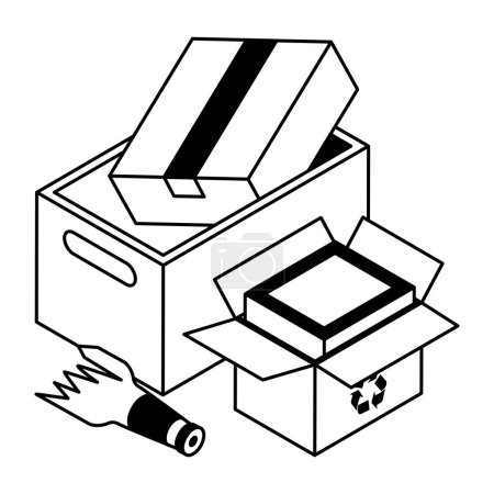 Ilustración de Icono isométrico del reciclaje de basura - Imagen libre de derechos