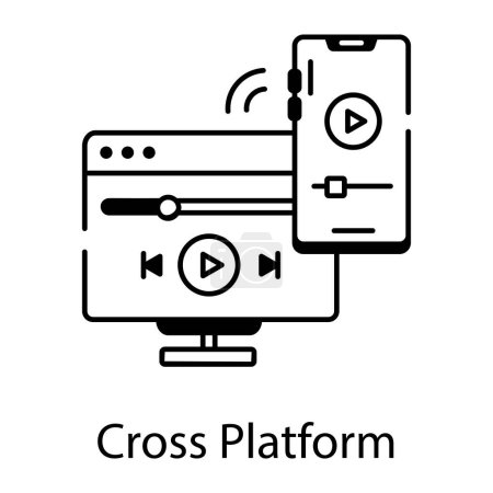 Cross platform black and white vector illustration 