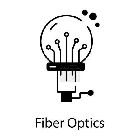 Illustration for Fiber optics black and white vector icon - Royalty Free Image