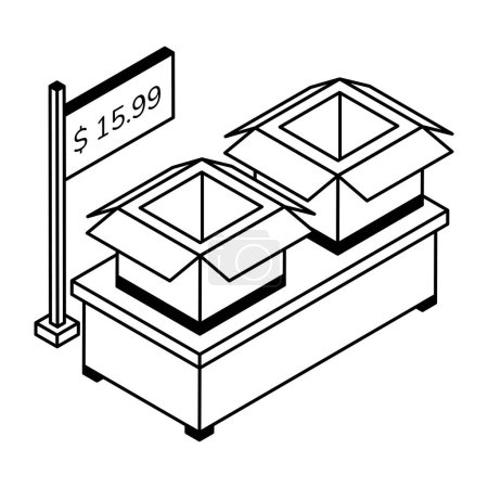 Téléchargez les illustrations : Store Counter Icône plate isométrique - en licence libre de droit