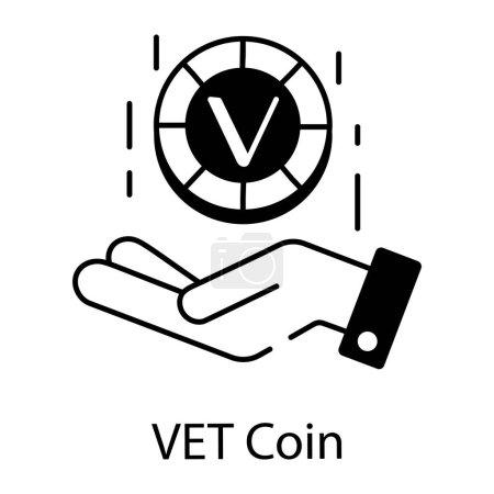 Téléchargez les illustrations : Icône de pièce de monnaie vétérinaire, style contour - en licence libre de droit
