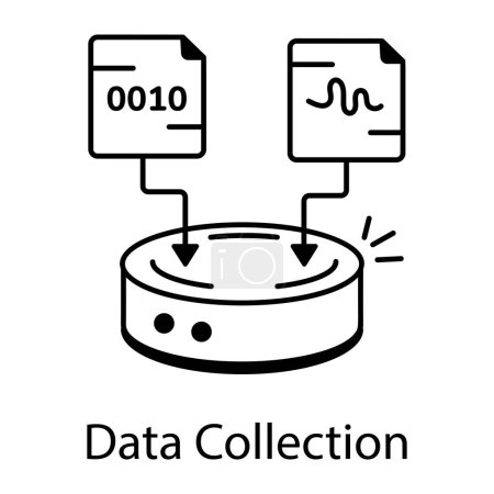 Ilustración de Recopilación de datos icono de vector blanco y negro - Imagen libre de derechos