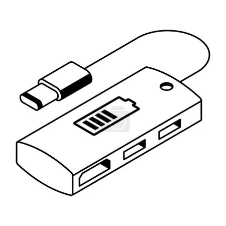 Téléchargez les illustrations : Lecteur flash USB vectoriel icône illustration - en licence libre de droit