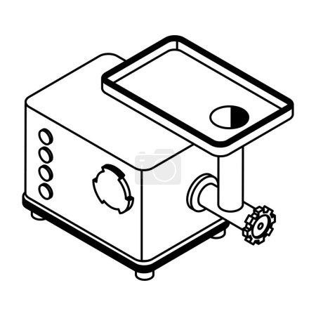 Ilustración de Icono de picadora de carne eléctrica en estilo de contorno sobre un fondo blanco - Imagen libre de derechos