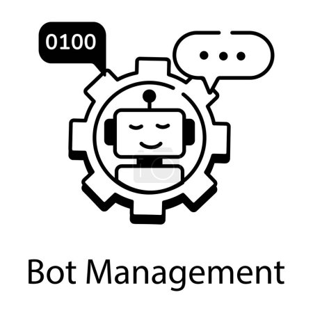 Bot Management schwarz-weißes Vektorsymbol