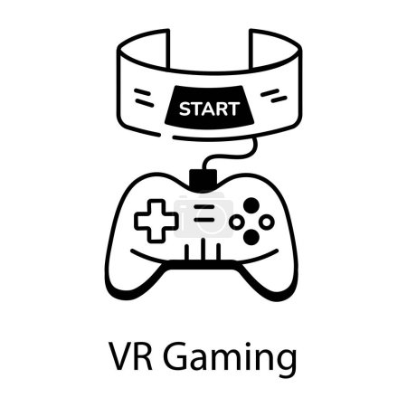 Illustration for VR gaming black and white vector icon - Royalty Free Image