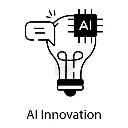 Illustration for AI innovation black and white vector icon - Royalty Free Image