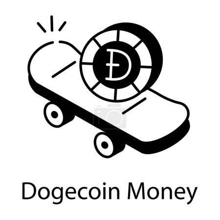 Ilustración de Dinero Dogecoin vector línea icono de diseño - Imagen libre de derechos