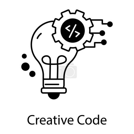 Ilustración de Código creativo ilustración vectorial en blanco y negro - Imagen libre de derechos