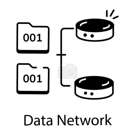Ilustración de Red de datos icono de vector blanco y negro - Imagen libre de derechos